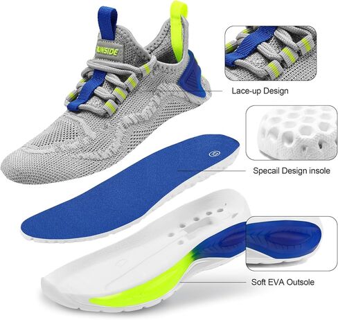 RUNSIDE Boys Girls Sneakers, Lace up Kids Tennis Shoes for Walking/Running Lightweight Breathable Gym Shoes Outdoor, Little Kid/Big Kid in Kuwait