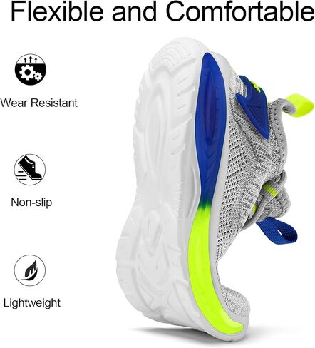 RUNSIDE Boys Girls Sneakers, Lace up Kids Tennis Shoes for Walking/Running Lightweight Breathable Gym Shoes Outdoor, Little Kid/Big Kid in Kuwait
