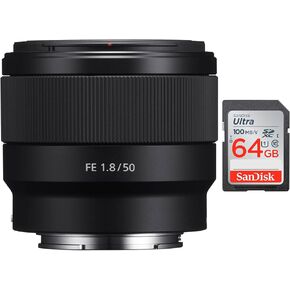 سوني FE 50 ملم F1.8 عدسة وسانديسك 64 جيجا ذاكرة اس دي in Kuwait