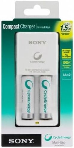 Sony BCG34HW2RN Cycle Energy NiMH Compact Charger with Two 1000 mAh AA Battery in Kuwait