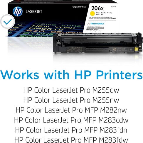 Original HP 206X Yellow High-yield Toner Cartridge | Works with HP Color LaserJet Pro M255, HP Color LaserJet Pro MFP M282, M283 Series | W2112X in Saudi Arabia