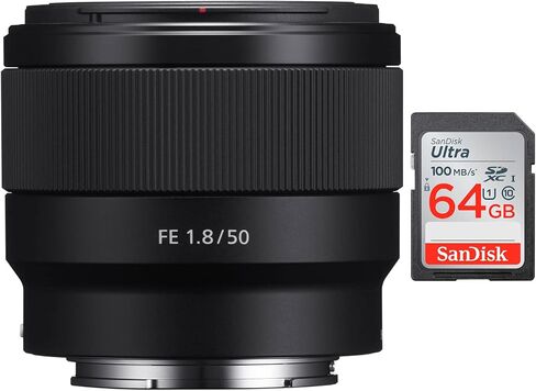 سوني FE 50 ملم F1.8 عدسة وسانديسك 64 جيجا ذاكرة اس دي in Saudi Arabia