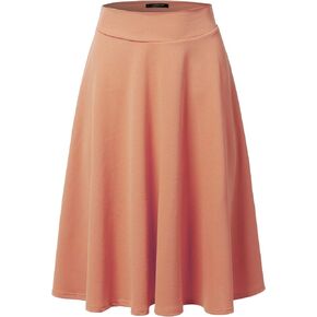 SSOULM Women's High Waist Flare A-Line Midi Skirt with Plus Size