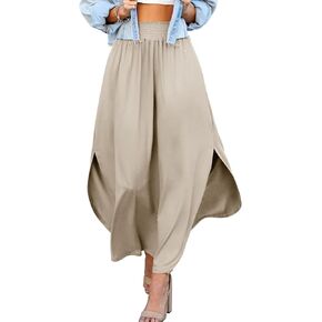 DOUBLJU Women's Waist Band Side Split Maxi Skirt with Pocket in Kuwait