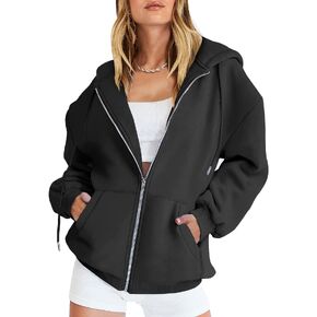 ANRABESS Women's Oversized Zip Up Hoodies Sweatshirts Y2K Clothes Teen Girl Fall Casual Drawstring Jackets with Pockets