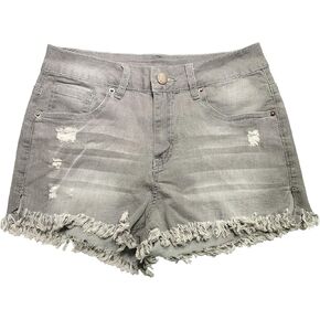 Aodrusa Womens Ripped Denim Shorts Mid Rise Body Enhancing Curvy Cutoff Distressed Jeans