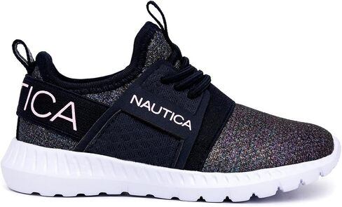 حذاء رياضي Nautica Kids Girls ذو تصميم معدني أنيق برباط للجري I kappil I (طفل كبير - طفل صغير - طفل صغير) in Kuwait