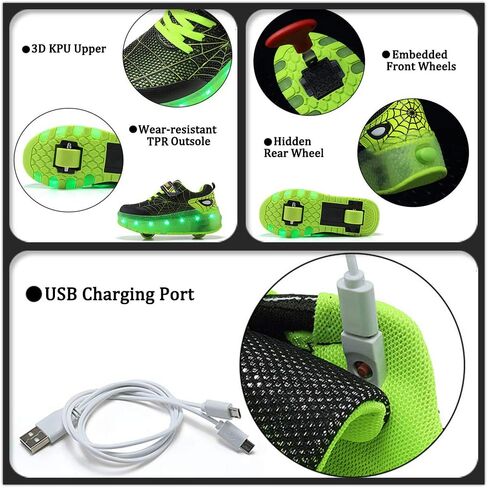 أحذية BFOEL Spider Roller Skates المضيئة مع حذاء رياضي LED قابل للشحن USB للأولاد والبنات والأطفال وأعياد الميلاد وعيد الشكر وعيد الميلاد أفضل هدية in Kuwait