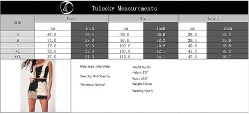 تنورة Tulucky النسائية متوسطة الارتفاع ذات الألوان المرقعة والممزقة من قماش الدنيم المطاطي in Kuwait