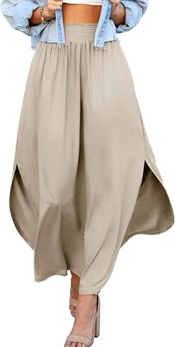 DOUBLJU Women's Waist Band Side Split Maxi Skirt with Pocket in Kuwait