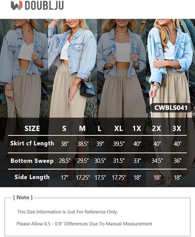 DOUBLJU Women's Waist Band Side Split Maxi Skirt with Pocket in Kuwait