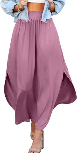 DOUBLJU Women's Waist Band Side Split Maxi Skirt with Pocket in Kuwait