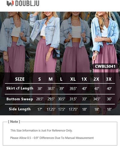 DOUBLJU Women's Waist Band Side Split Maxi Skirt with Pocket in Kuwait
