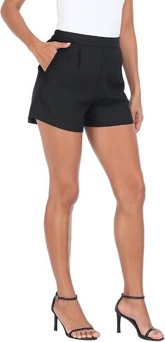 HDE High Waisted Linen Blend Pull On Summer Shorts for Women 2023 Trendy Pockets in Kuwait