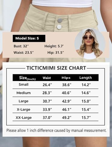 شورت نسائي كاجوال عالي الخصر من TICTICMIMI، ملابس صيفية من قماش الدنيم بجيوب مريحة in Kuwait