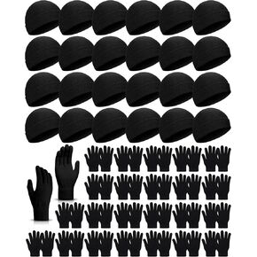 Tarpop 48 Pcs Winter Beanie Gloves Bulk Winter Hat Gloves for Homeless Winter Warm Glove Stretch Knit Beanie for Women Men in Kuwait