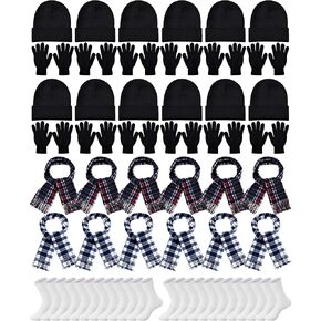 48 Pieces Winter Gloves Scarves Beanies Socks Set Winter Homeless Care Package Bulk for Homeless Charity Warm Cozy Gift in Kuwait