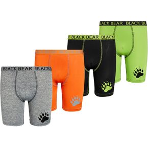 Black Bear Boys’ Underwear – 4 Pack Long Leg Performance Compression Boxer Briefs (4-18)