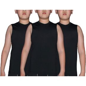 LANBAOSI Boy's 3 Pack Compression Sleeveless Shirt Soccer Training Kids Tank Top Undershirts