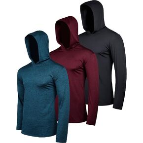 Real Essentials 3 Pack: Boys Girls Youth Teen Dry Fit Long Sleeve Active Hoodie Sweatshirt in Saudi Arabia