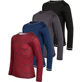 Black Bear Boys’ Athletic Long Sleeve T-Shirt – 4 Pack Performance Dry-Fit Sports Tee (4-18)