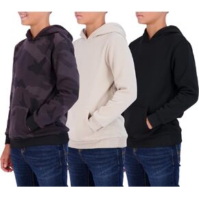 Real Essentials 3 Pack: Youth Fleece Long Sleeve Soft Pullover Hoodie Sweatshirt - Boys & Girls in Saudi Arabia