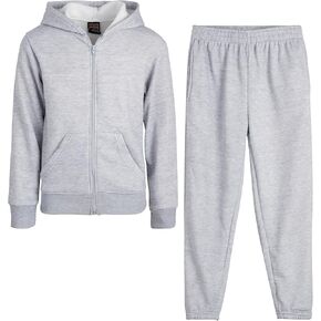 Quad Seven Boys' Fleece Jogger Set - 2 Piece Basic Solid Full Zip Hoodie and Sweatpants (Size: 8-18)
