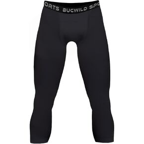 Bucwild Sports 3/4 Basketball Compression Pants Tights for Youth Boys & Men