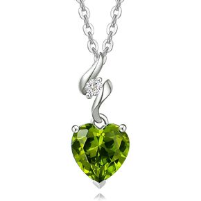 AGVANA 14K Solid White Gold Diamond Genuine or Created Gemstone Pendant with Sterling Silver Chain 8x8mm Heart Birthstone Necklace Fine Jewelry Anniversary Birthday Gifts for Women Mom Wife Her in Saudi Arabia