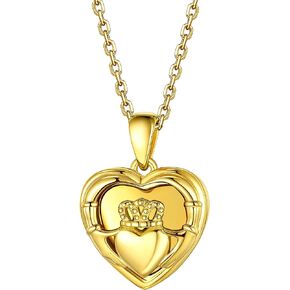 Bestyle Sterling Silver Heart Locket Necklace for Women Girls, Dainty Cute Small Heart Locket Pendant in Gold/Rose Gold/Silver, Love Statement Jewelry Gift for Mother Daughter Wife