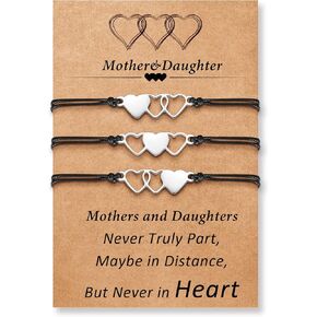 Desimtion Back to School Bracelet Matching Heart Mother Daughter Bracelets Set for 2,3,4,5,6. First Day of School Mommy and Me Gifts for Girls