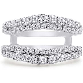 SAVEARTH DIAMONDS 1 ct. t.w Round Cut Lab Created Moissanite Diamond Double Row Pave Set Curved Enhancer Guard Ring In 14K Gold Over Sterling Silver Jewelry (G-H Color, 1.00 Cttw) in Saudi Arabia
