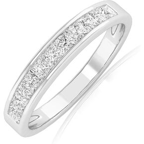 0.5 Carat t.w. NATURAL Princess Cut Diamond Wedding Band Ring (J-K Color I1-I2 Clarity)