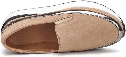 Ruiatoo Platform Shoes for Women Comfort Slip on Suede Moccasins Low Top Casual Wedge Loafers in Kuwait