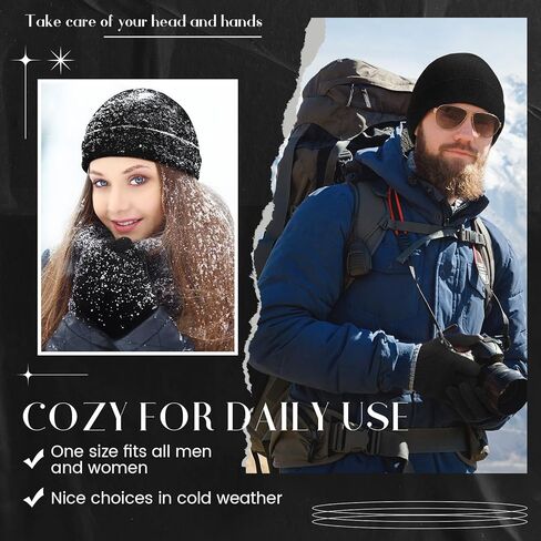 Tarpop 48 Pcs Winter Beanie Gloves Bulk Winter Hat Gloves for Homeless Winter Warm Glove Stretch Knit Beanie for Women Men in Kuwait