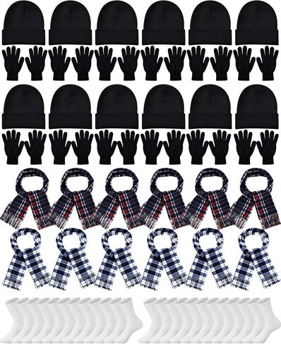 48 Pieces Winter Gloves Scarves Beanies Socks Set Winter Homeless Care Package Bulk for Homeless Charity Warm Cozy Gift in Saudi Arabia