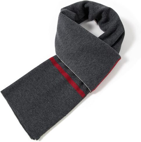 Villand Luxurious Mens Striped Merino Wool Scarf - Gift Box Wrapped Winter Soft Warm Thick Knitted Neckwear for Men in Saudi Arabia