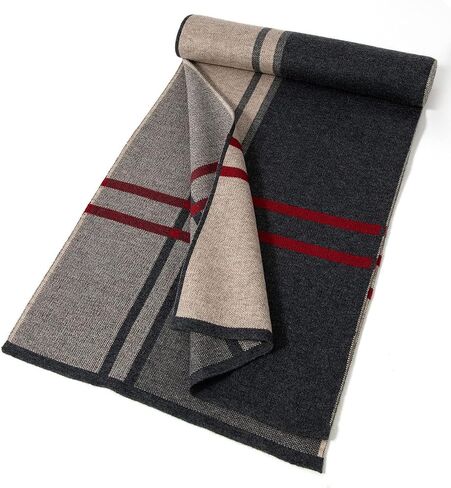 Villand Luxurious Mens Striped Merino Wool Scarf - Gift Box Wrapped Winter Soft Warm Thick Knitted Neckwear for Men in Saudi Arabia