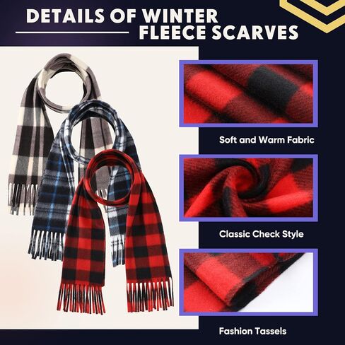 25 Pcs Plaid Winter Neck Scarf Soft Warm Classic Scarf Unisex Black Red Grey Scarf for Women Men in Kuwait