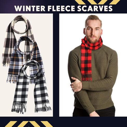 25 Pcs Plaid Winter Neck Scarf Soft Warm Classic Scarf Unisex Black Red Grey Scarf for Women Men in Kuwait