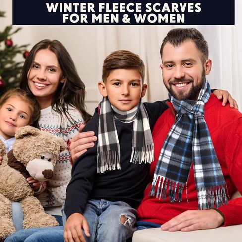 25 Pcs Plaid Winter Neck Scarf Soft Warm Classic Scarf Unisex Black Red Grey Scarf for Women Men in Kuwait