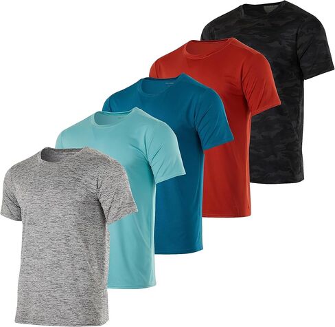 مجموعة Real Essentials 5 Pack: تي شيرت شبابي جاف مناسب للرطوبة وأداء رياضي نشط بأكمام قصيرة للأولاد والبنات in Kuwait