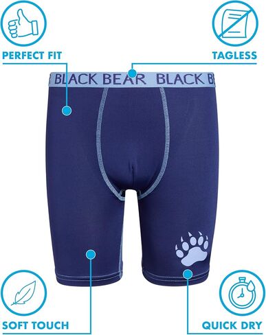 Black Bear Boys Performance Dry-Fit Compression Long Boxer Brief (8 Pack) in Kuwait