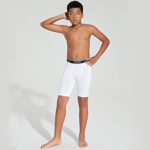 LEAO Youth Boys Compression Shorts 2-pack Performance Athletic Underwear Sports Boxer Briefs in Saudi Arabia