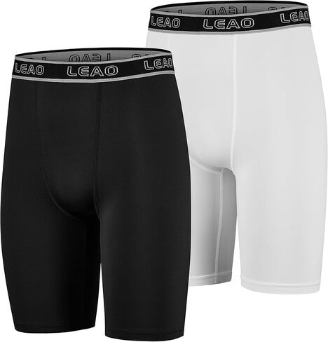 LEAO Youth Boys Compression Shorts 2-pack Performance Athletic Underwear Sports Boxer Briefs in Saudi Arabia