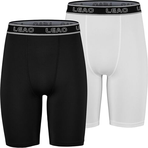 LEAO Youth Boys Compression Shorts 2-pack Performance Athletic Underwear Sports Boxer Briefs in Saudi Arabia