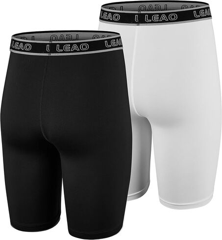 LEAO Youth Boys Compression Shorts 2-pack Performance Athletic Underwear Sports Boxer Briefs in Saudi Arabia