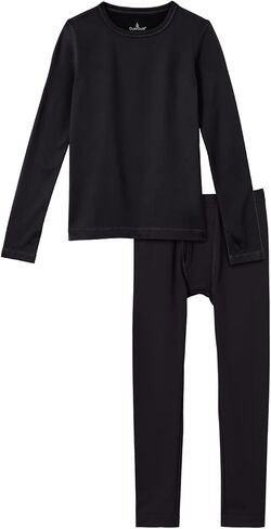 Cuddl Duds Boy's Long Sleeve and Pant Thermal Base Layer 2-Piece Top and Bottom Set - Moisture Wicking in Kuwait