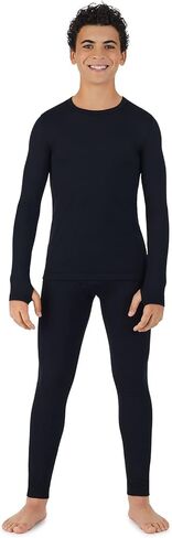 Cuddl Duds Boy's Long Sleeve and Pant Thermal Base Layer 2-Piece Top and Bottom Set - Moisture Wicking in Kuwait