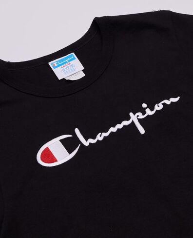 Champion Boys Heritage Short Sleeve Cotton Logo Tee Kids (Heritage Black, Large) in Saudi Arabia